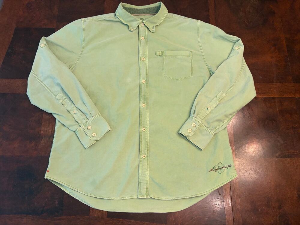 Margaritaville Mint Green Button-Up Shirt XL Preowned Stain